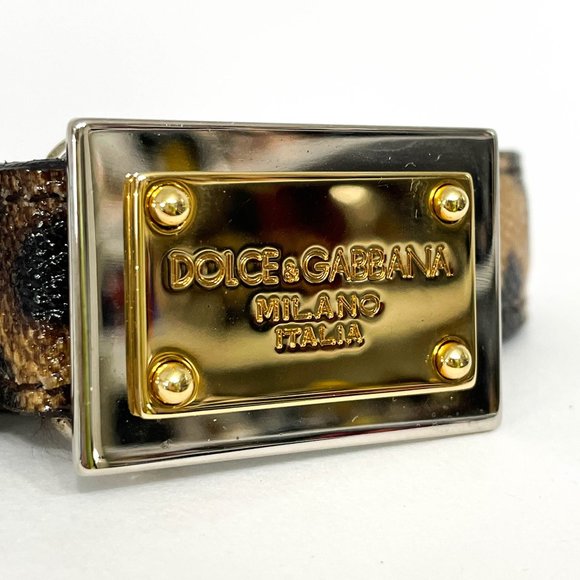 Authentic Dolce & Gabbana Leopard Print Belt with Gold Buckle - Picture 4 of 6